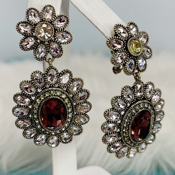 Heidi Daus Dazzling Delight Pink and Brown Floral Earrings - Picture 5 of 9